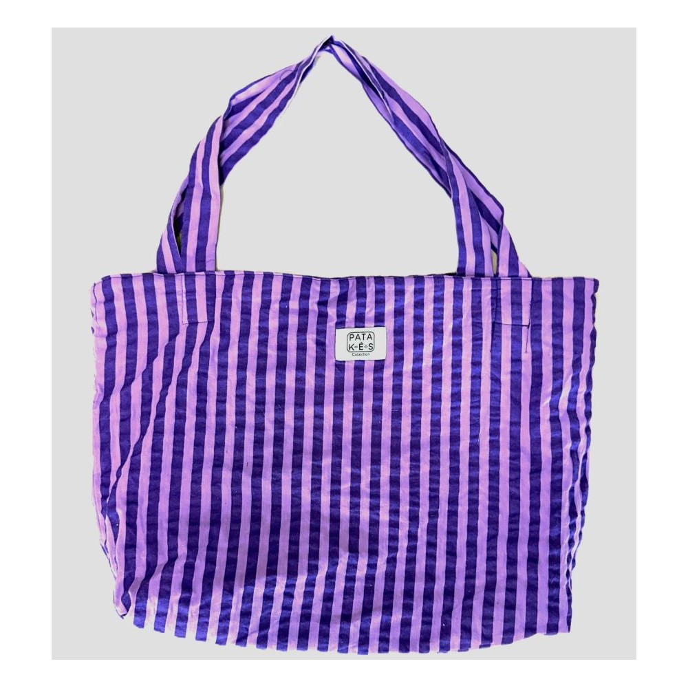 sac cabas réversible violet mauve ligné