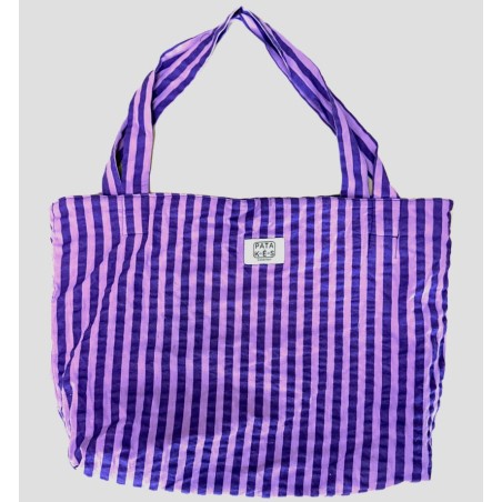 sac cabas réversible violet mauve ligné