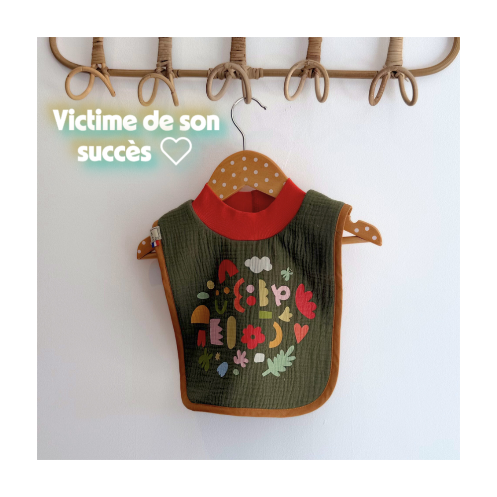 bavoir à enfiler kaki pop color