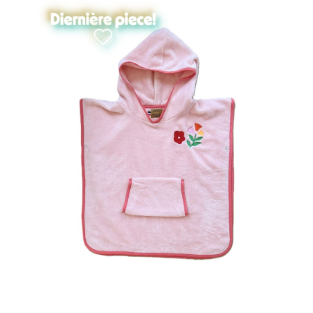poncho éponge rose brodée