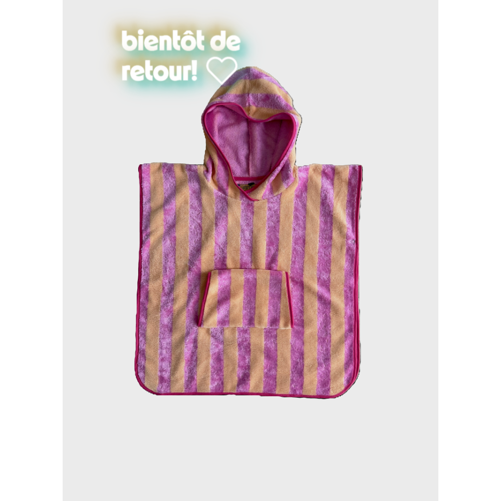 poncho eponge rayé rose