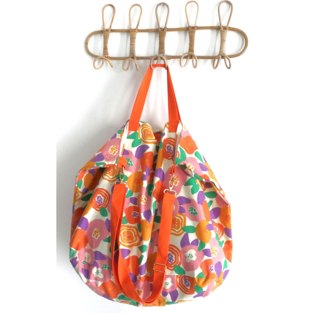 cabas plage famille fleurs oranges bloom vibes