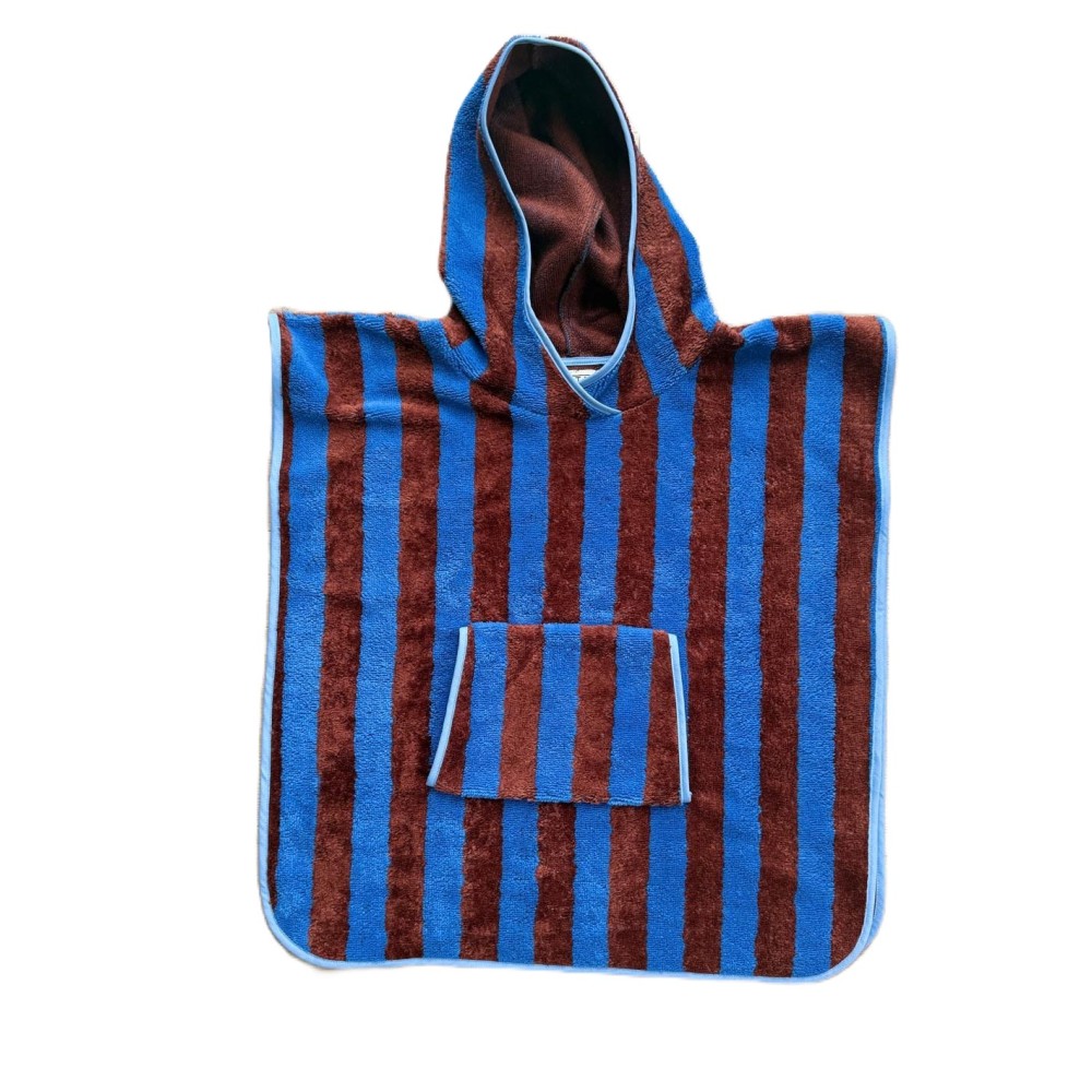 poncho Rayé bleu Marron